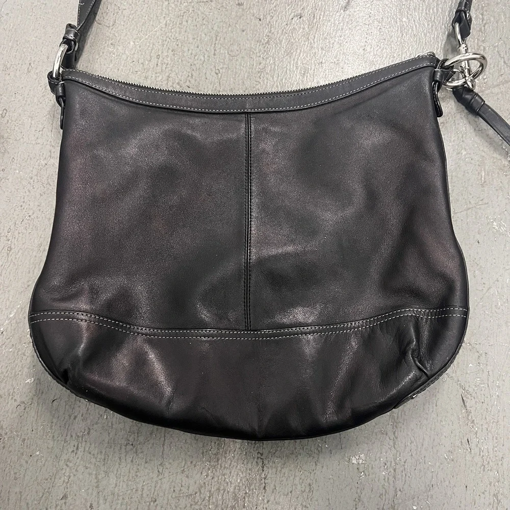 Coach Park A1357 F19726 Black Leather Medium Shoulder Crossbody Handbag Purse - Picture 5 of 9